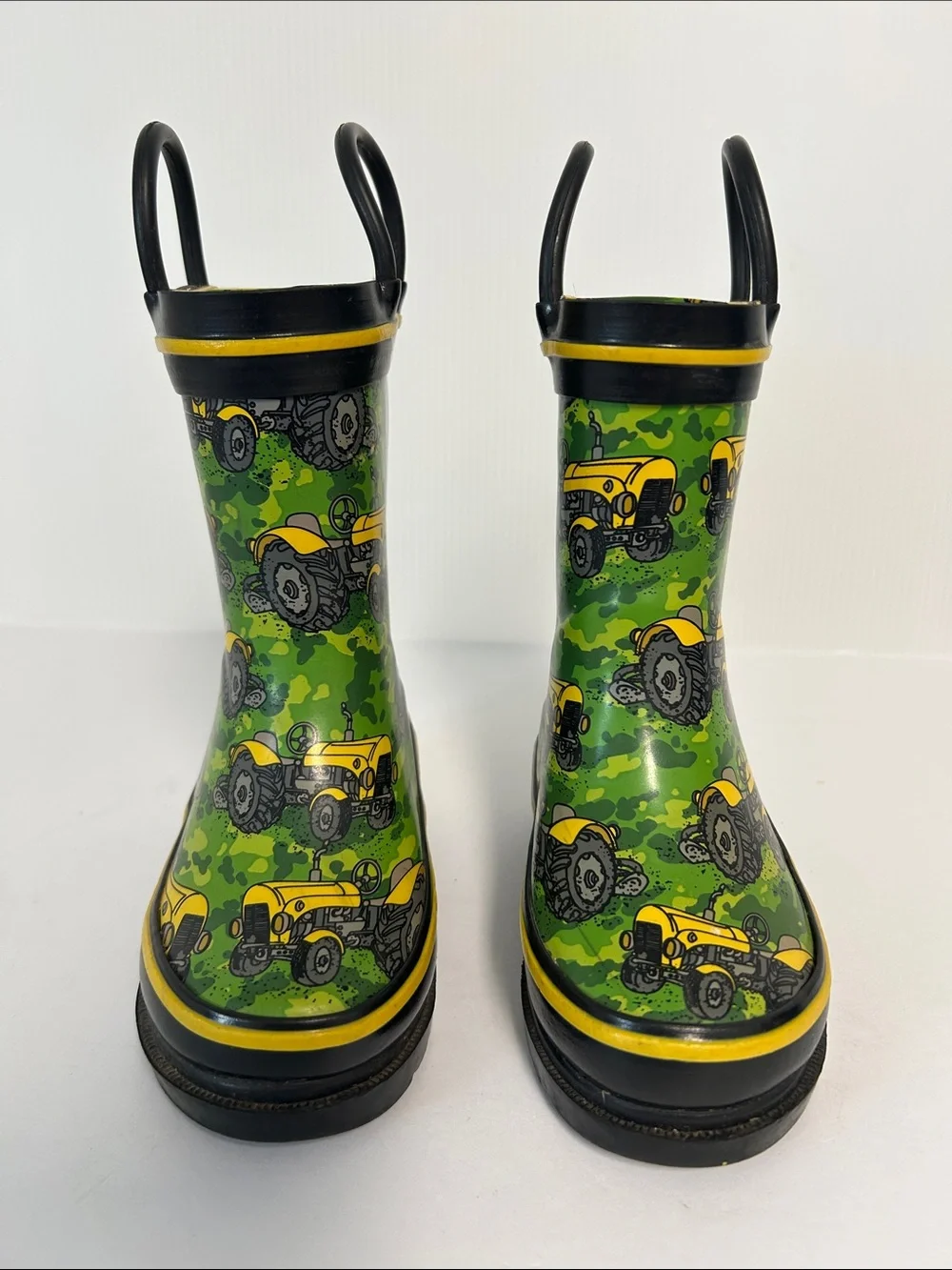 Western Chief Yellow Tractor Graphics Toddler Unisex Size 5/6 Pull-On Rain Boots